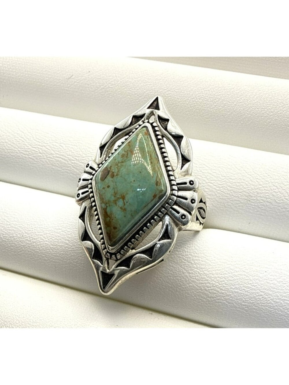QVC Turquoise Ring Sterling Silver Estate 925 size 9 Green Southwest Western